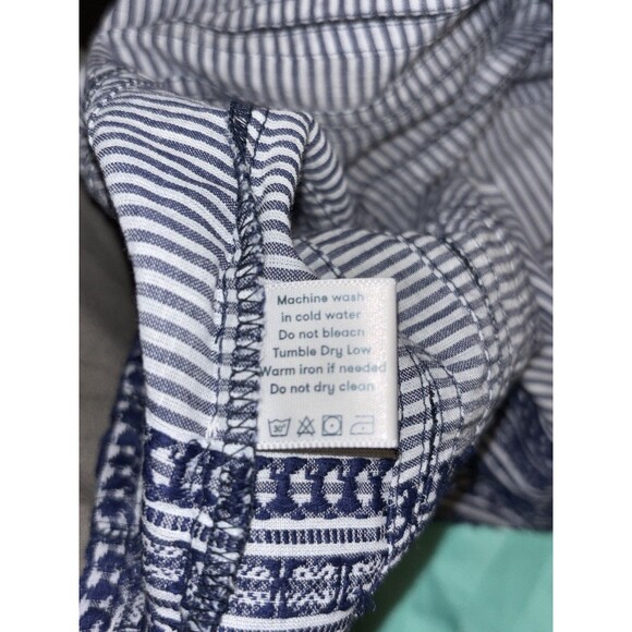 Roller Rabbit Blue White Stripe Embroidered Long Sleeve Button-Down Shirt S - Picture 6 of 10